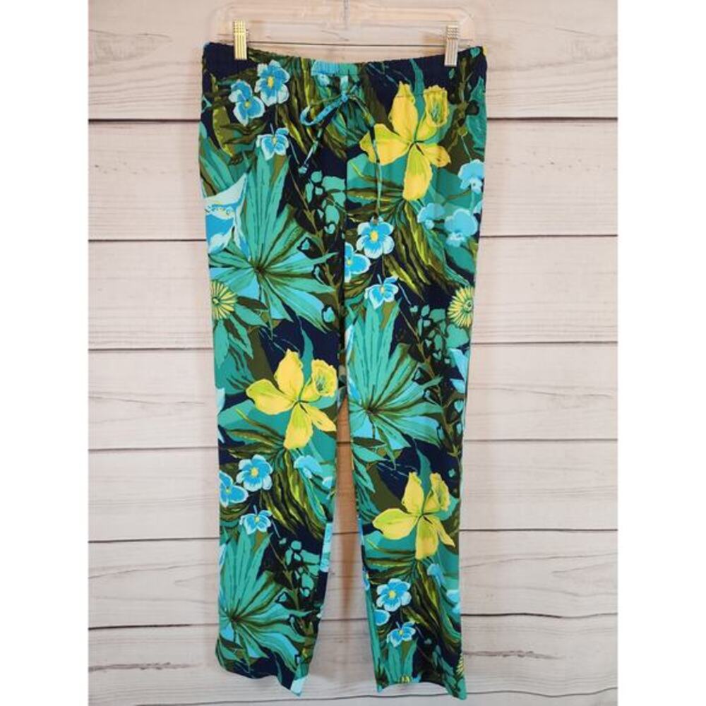 Talbots Women's Multicolor Botanical Print‎ High Rise Cropped Pants Size Medium